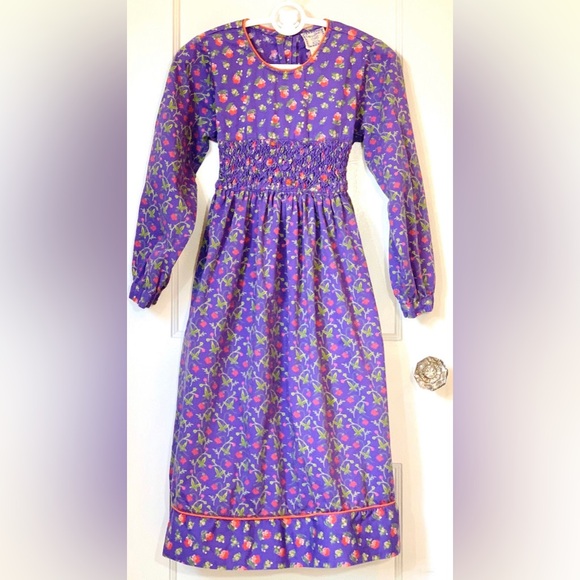 Vintage April Cornelloki Holly print party folk retro smocked prairie dr… - Picture 2 of 8